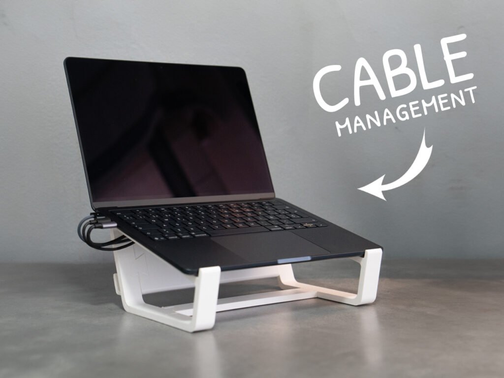 Držač za laptop, organizacija kablova – 3D štampano