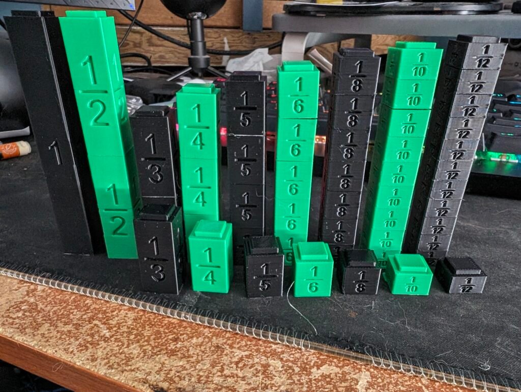 Blokovi za Učenje Lomljenih Brojeva – 3D štampano