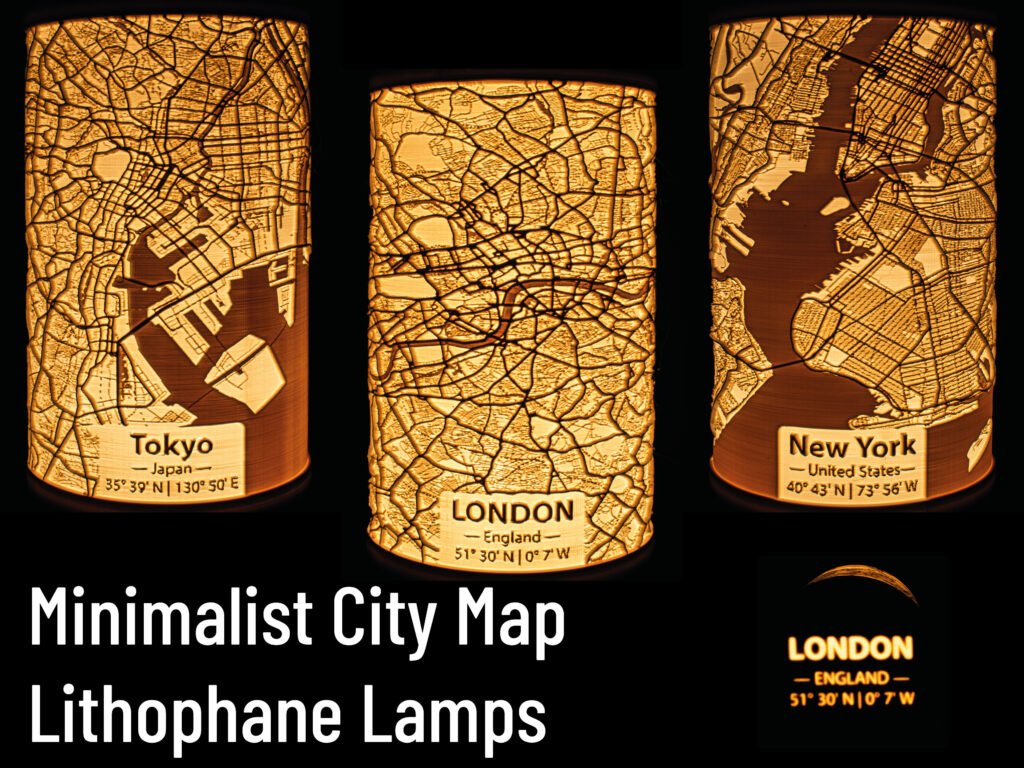 Litofana Mapa Grada za Lampu – 3D štampano