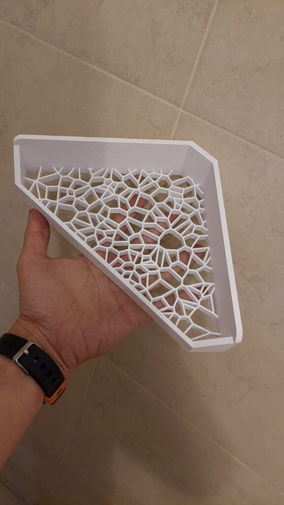 Polica za tuš, ugaona, od plastike – 3D štampano